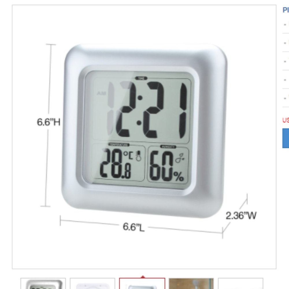 Plastic Wall Clock durable bathroom & waterproof - Picture 3 of 4